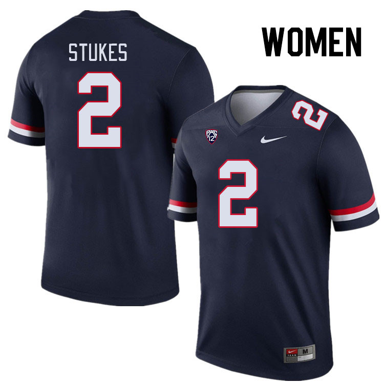 Women #2 Treydan Stukes Arizona Wildcats College Football Jerseys Stitched Sale-Navy